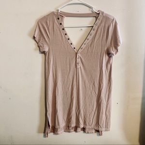 AE snap v neck open back top